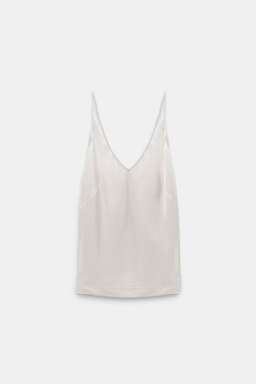 SENSE OF SHINE top Dorothee Schumacher Top aus Satin mit verstellbaren Trägern natural white