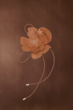 Dorothee Schumacher Handmade leather flower accessory tan