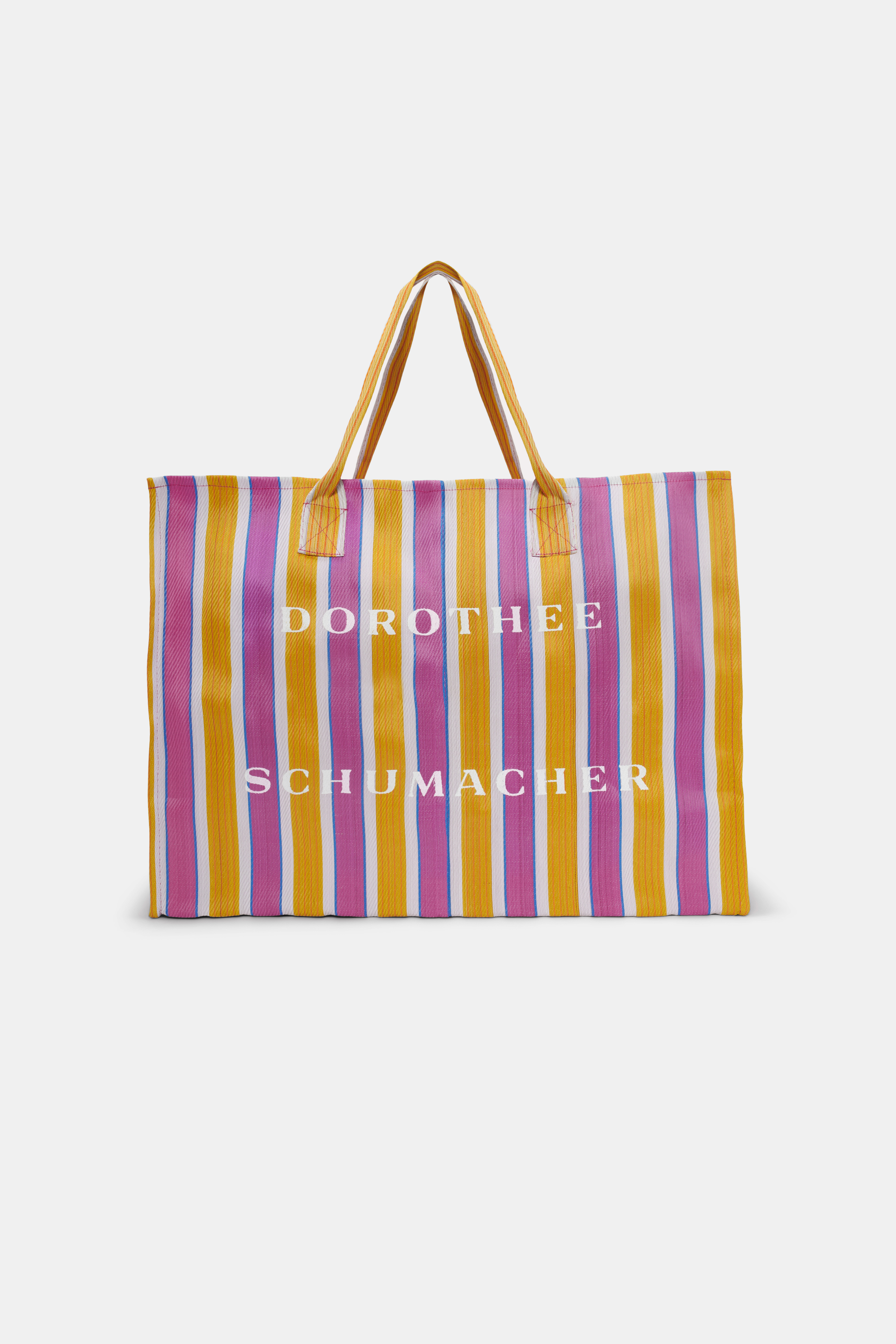 Dorothee Schumacher Gestreifte Tote aus recyceltem Plastik yellow cool stripes mix