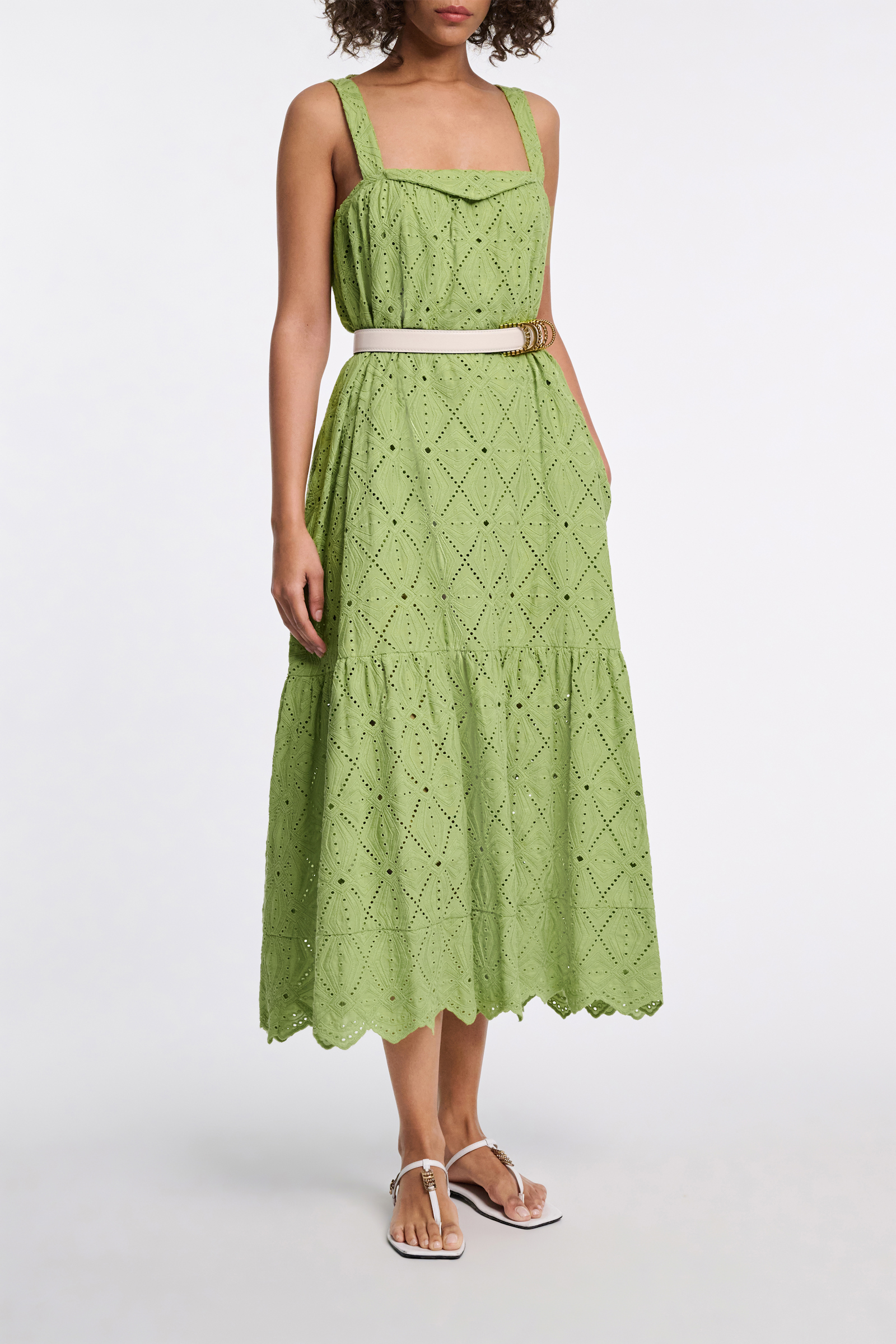 Dorothee Schumacher Bandeaukleid mit Broderie Anglaise soft green