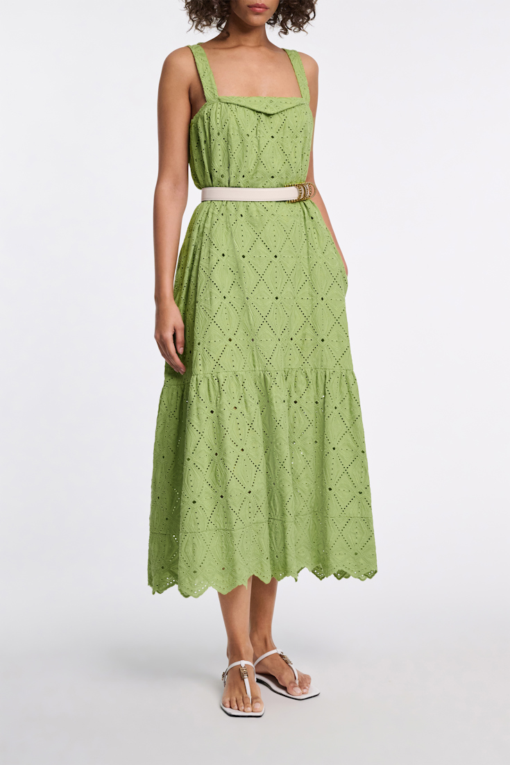 Dorothee Schumacher Bandeaukleid mit Broderie Anglaise soft green