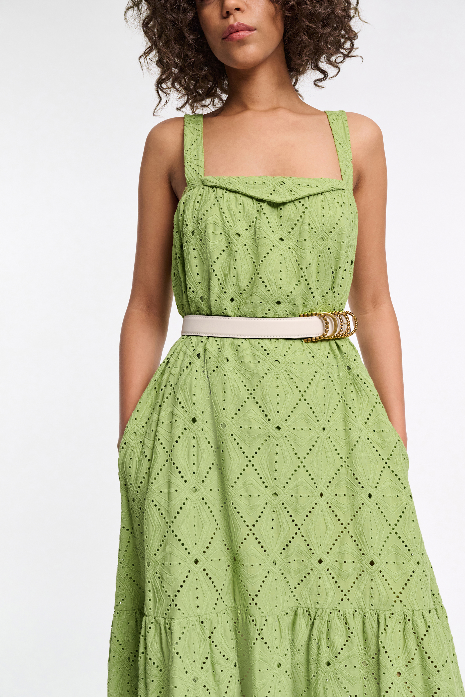 Dorothee Schumacher Bandeaukleid mit Broderie Anglaise soft green