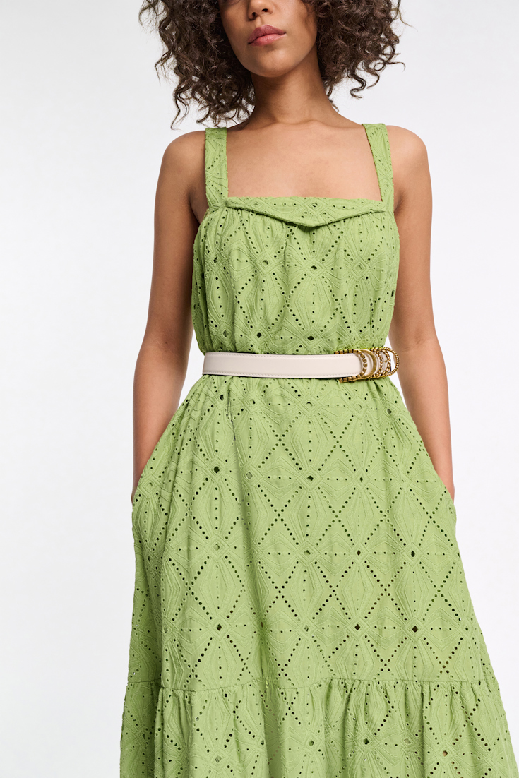 Dorothee Schumacher Bandeaukleid mit Broderie Anglaise soft green