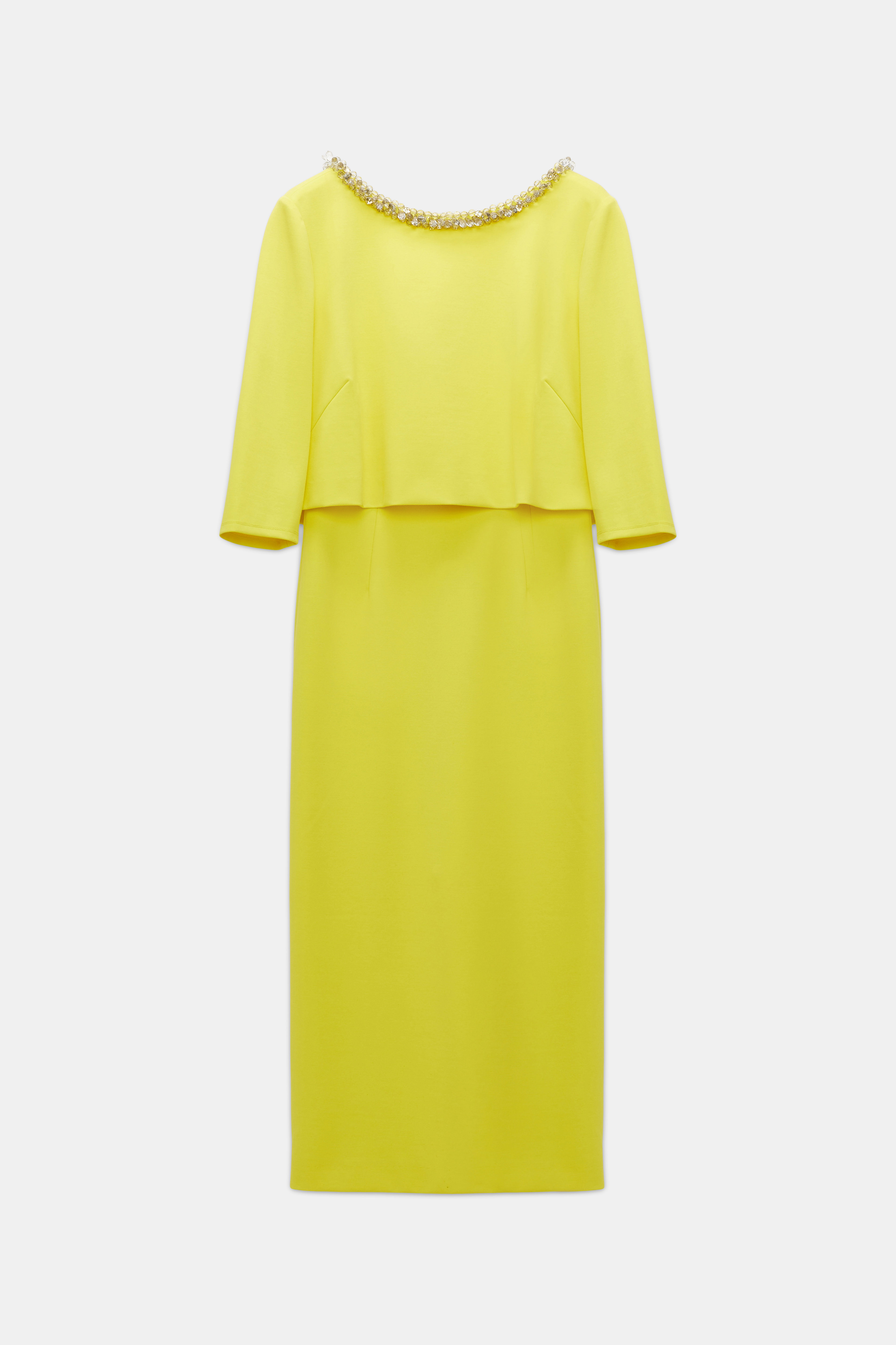 Dorothee Schumacher Kleid aus Punto Milano mit Stickerei happy yellow