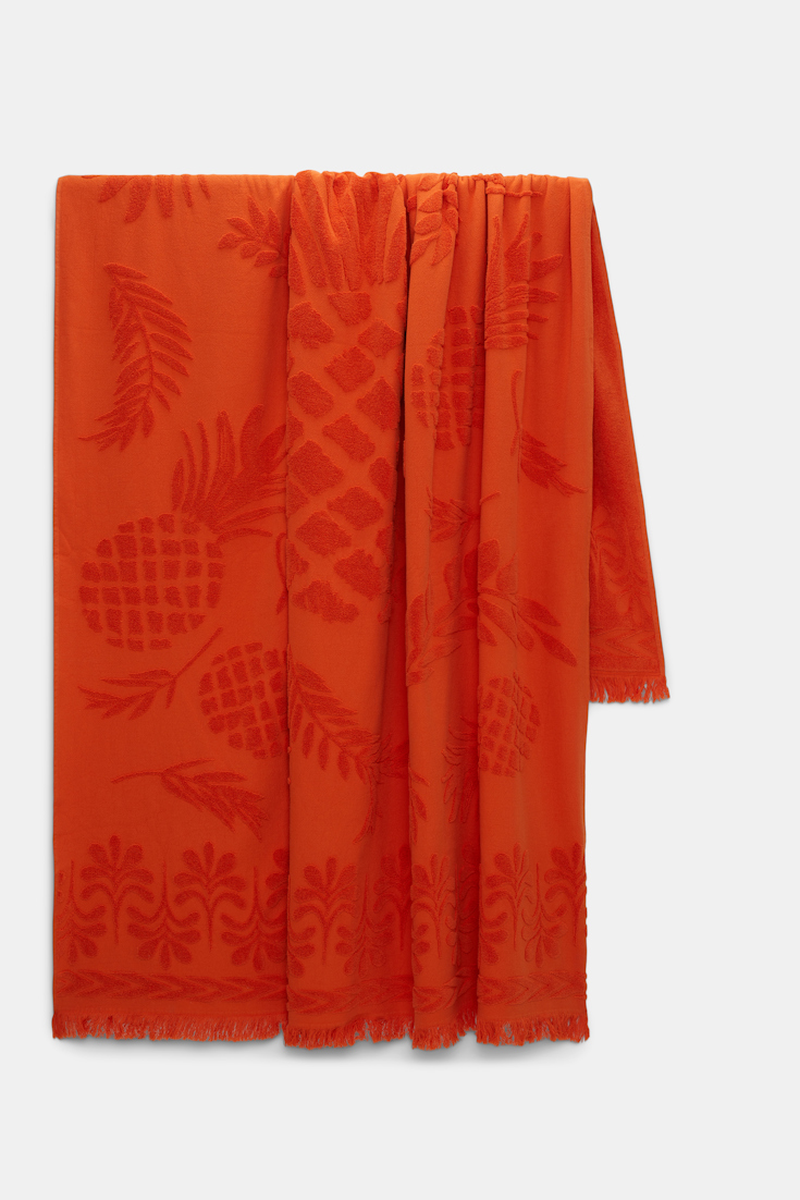 Dorothee Schumacher Badehandtuch mit gewebtem Ananas-Jacquardmuster orange