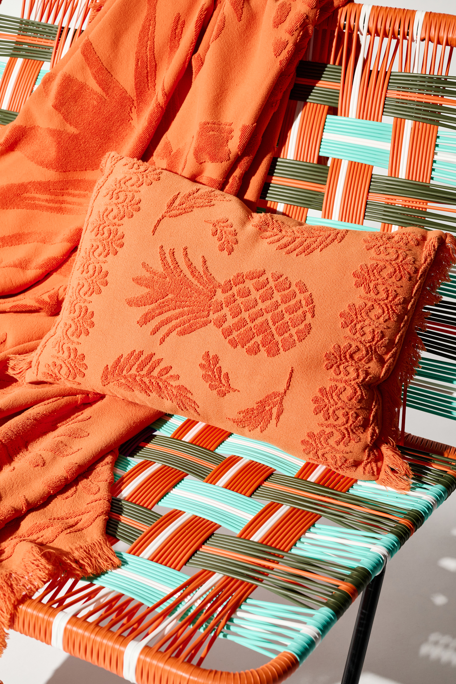 Dorothee Schumacher Kissen aus Baumwolle mit gewebtem Ananas-Jacquardmuster orange