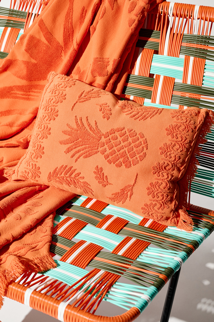 Dorothee Schumacher Kissen aus Baumwolle mit gewebtem Ananas-Jacquardmuster orange