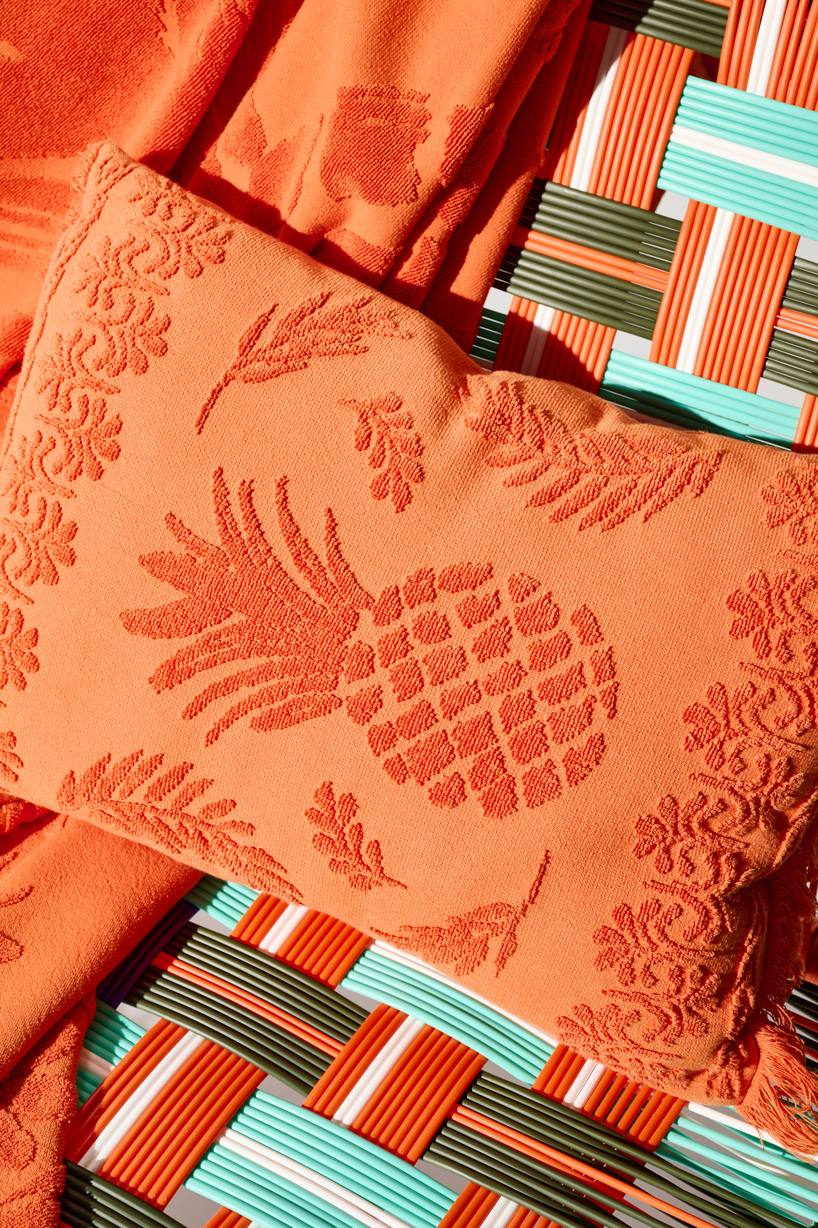 Dorothee Schumacher Kissen aus Baumwolle mit gewebtem Ananas-Jacquardmuster orange