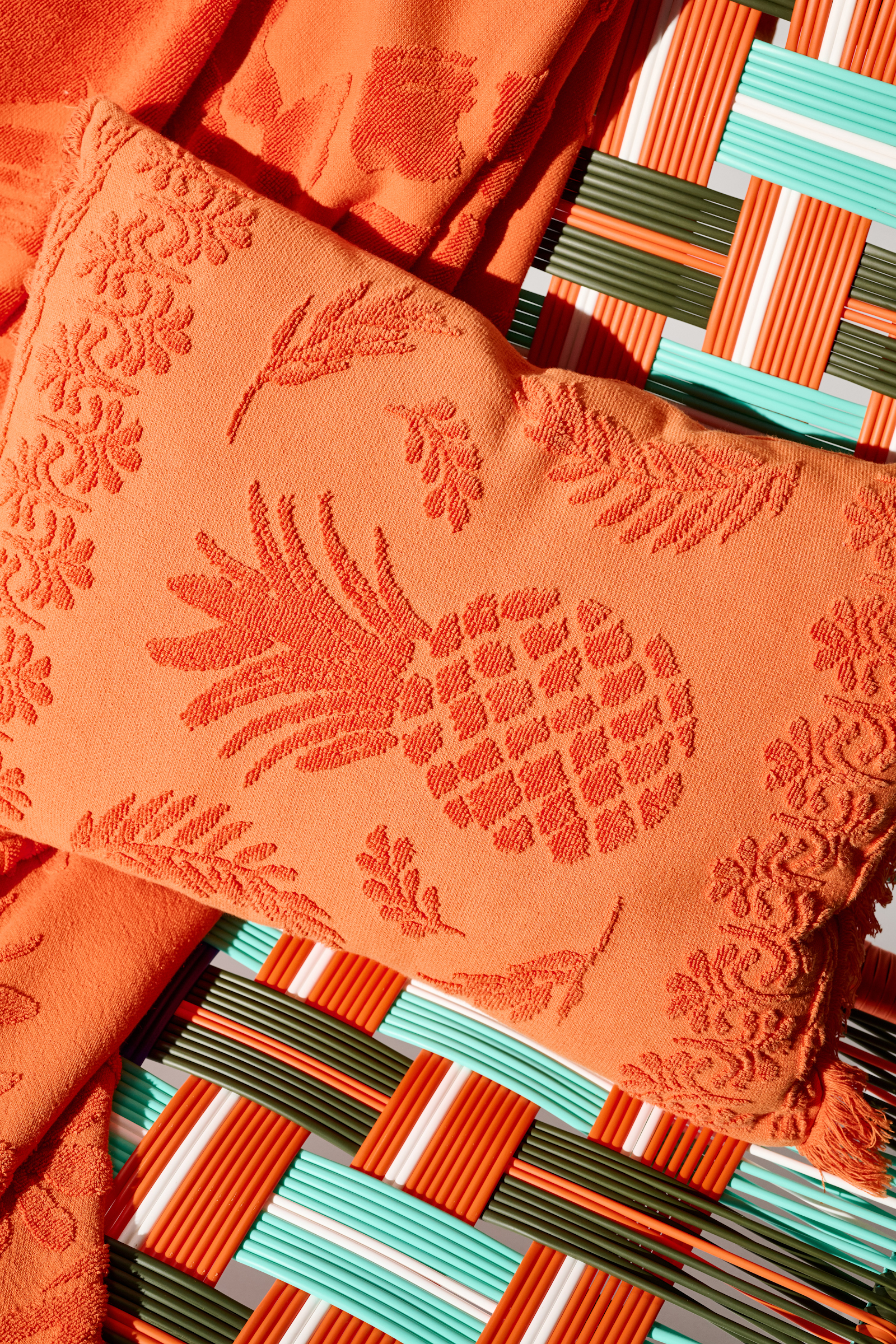 Dorothee Schumacher Kissen aus Baumwolle mit gewebtem Ananas-Jacquardmuster orange