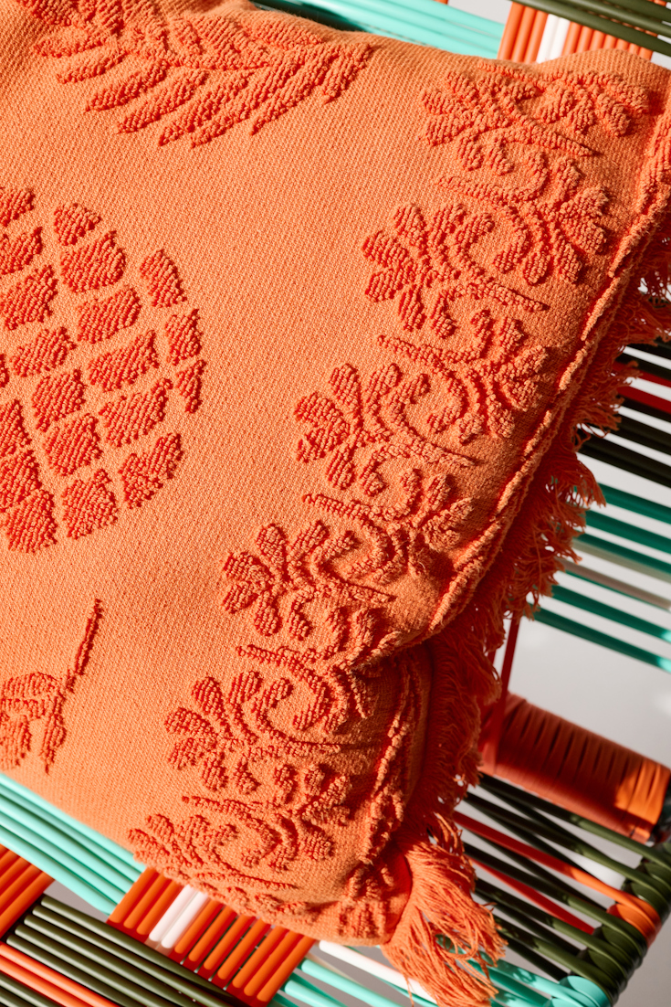 Dorothee Schumacher Kissen aus Baumwolle mit gewebtem Ananas-Jacquardmuster orange