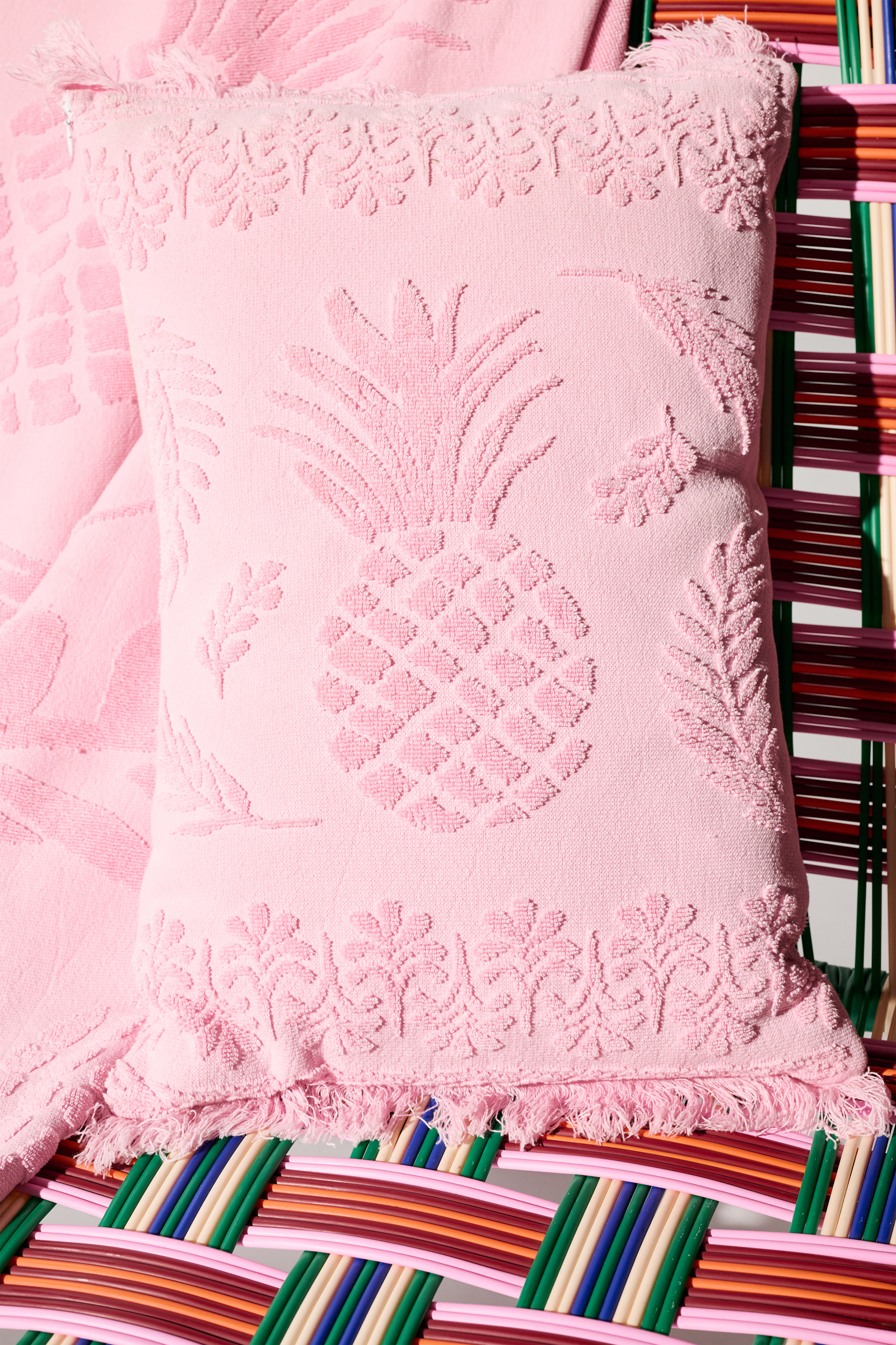 Dorothee Schumacher Kissen aus Baumwolle mit gewebtem Ananas-Jacquardmuster pink