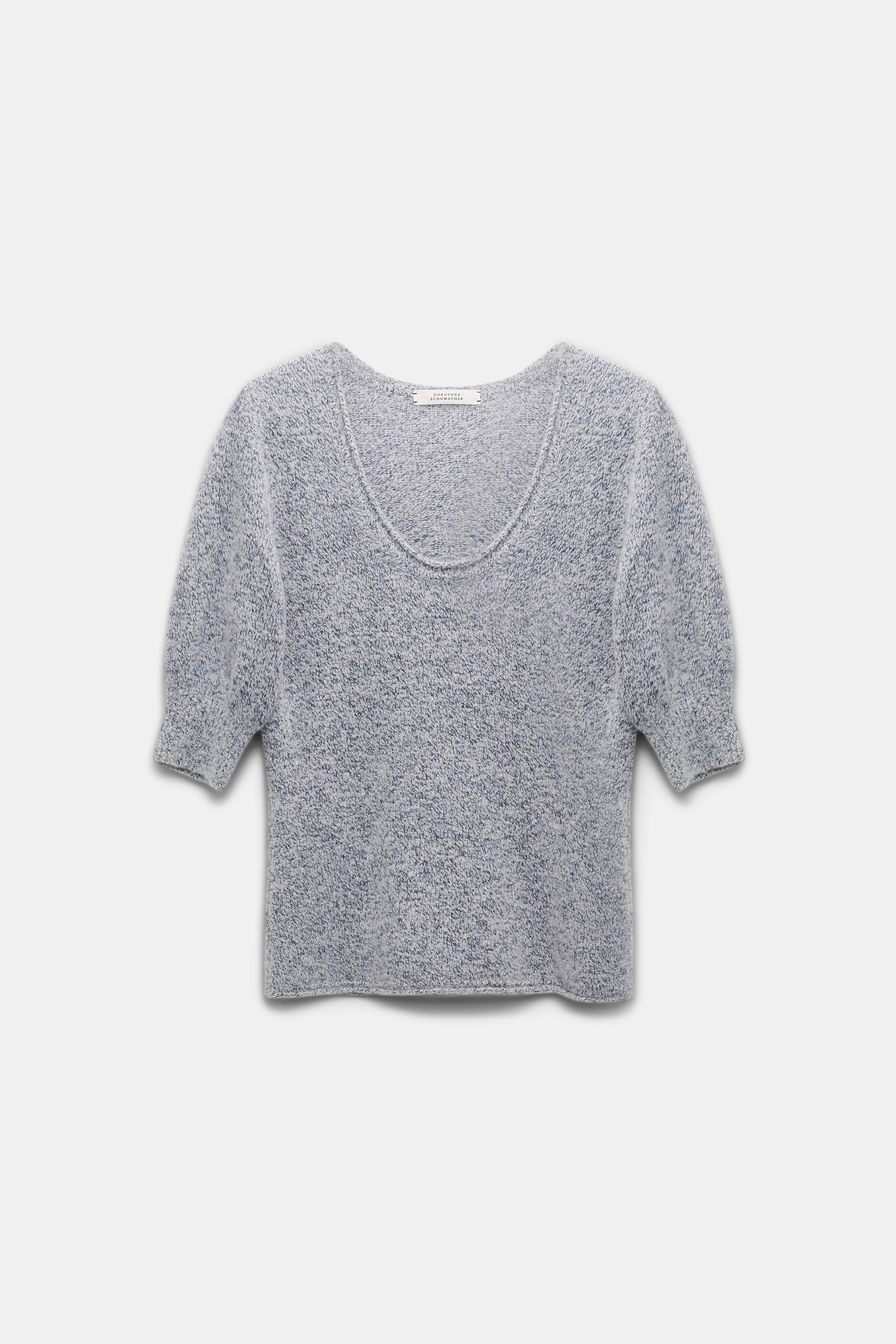 Dorothee Schumacher Softer Pullover aus Kaschmir und Seide blue and white melange