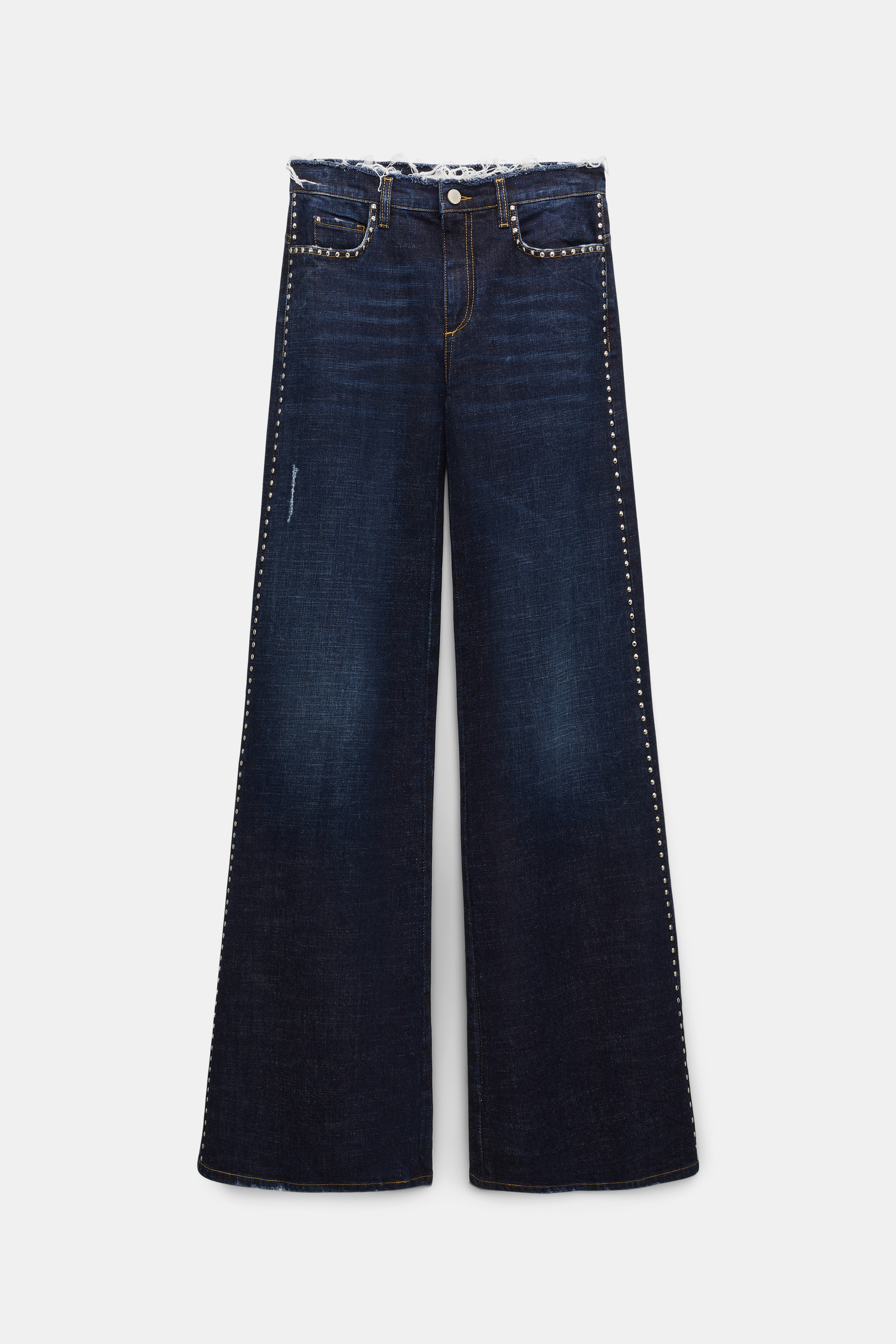 Dorothee Schumacher Studded wide leg jeans with frayed waistband true denim blue