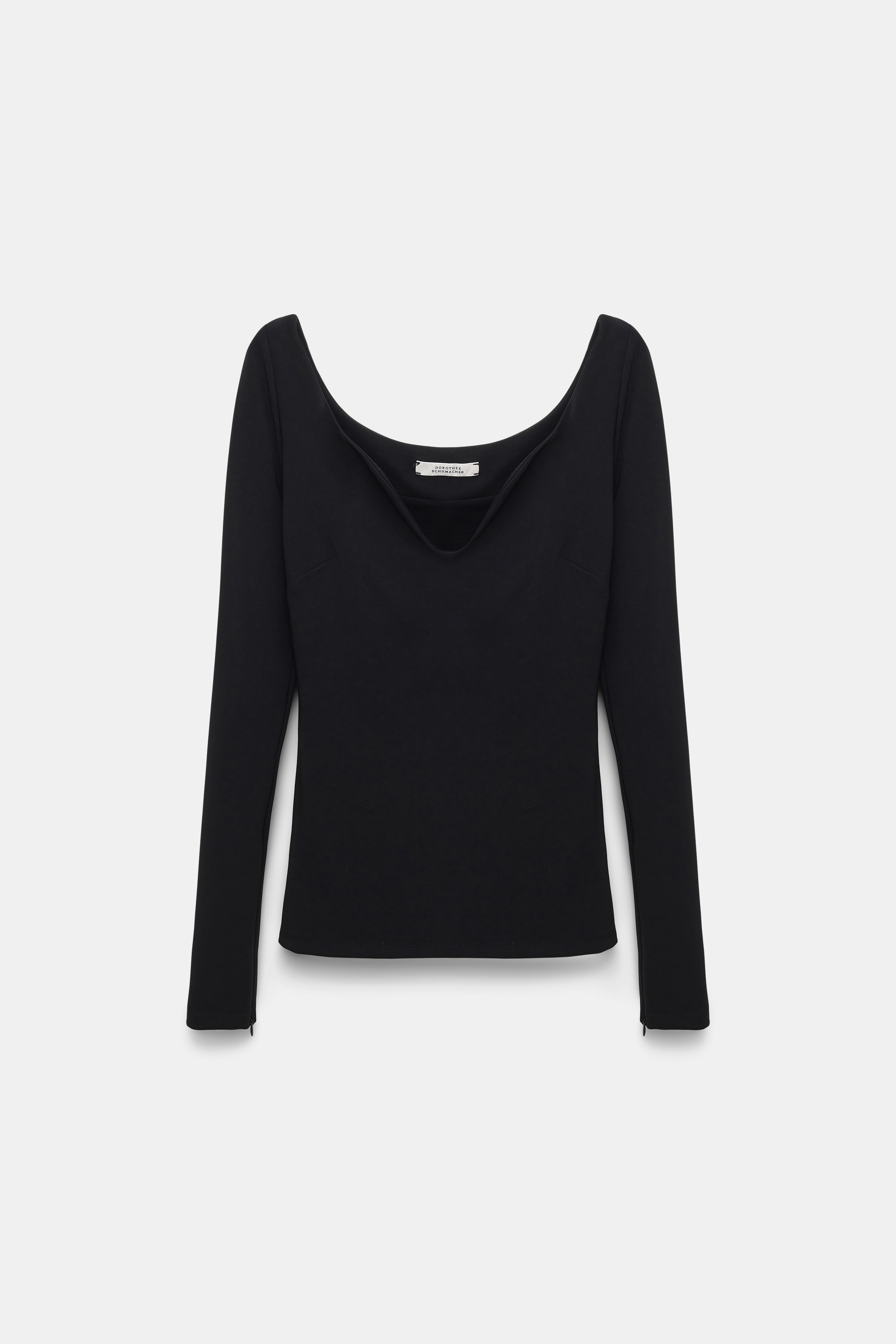 Dorothee Schumacher Oberteil mit verstärktem, abgerundetem V-Ausschnitt deep black
