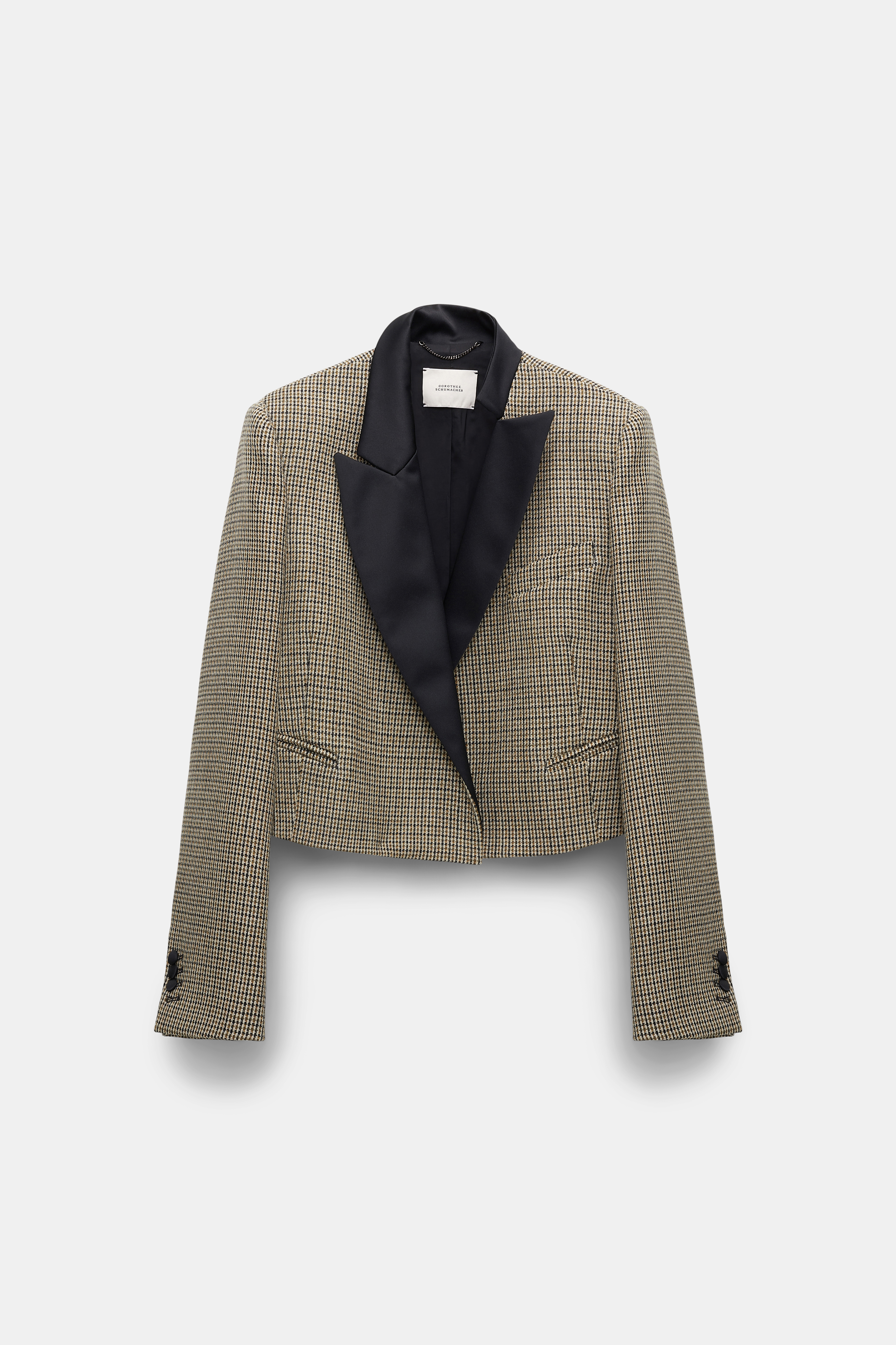 Dorothee Schumacher Cropped Blazer mit Details aus Satin allover pepita