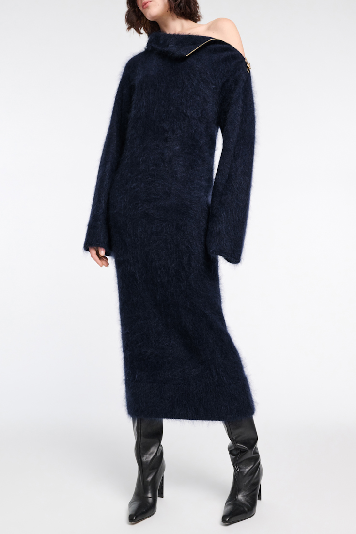Dorothee Schumacher Fluffy Rollkragenkleid mit Reißverschluss navy