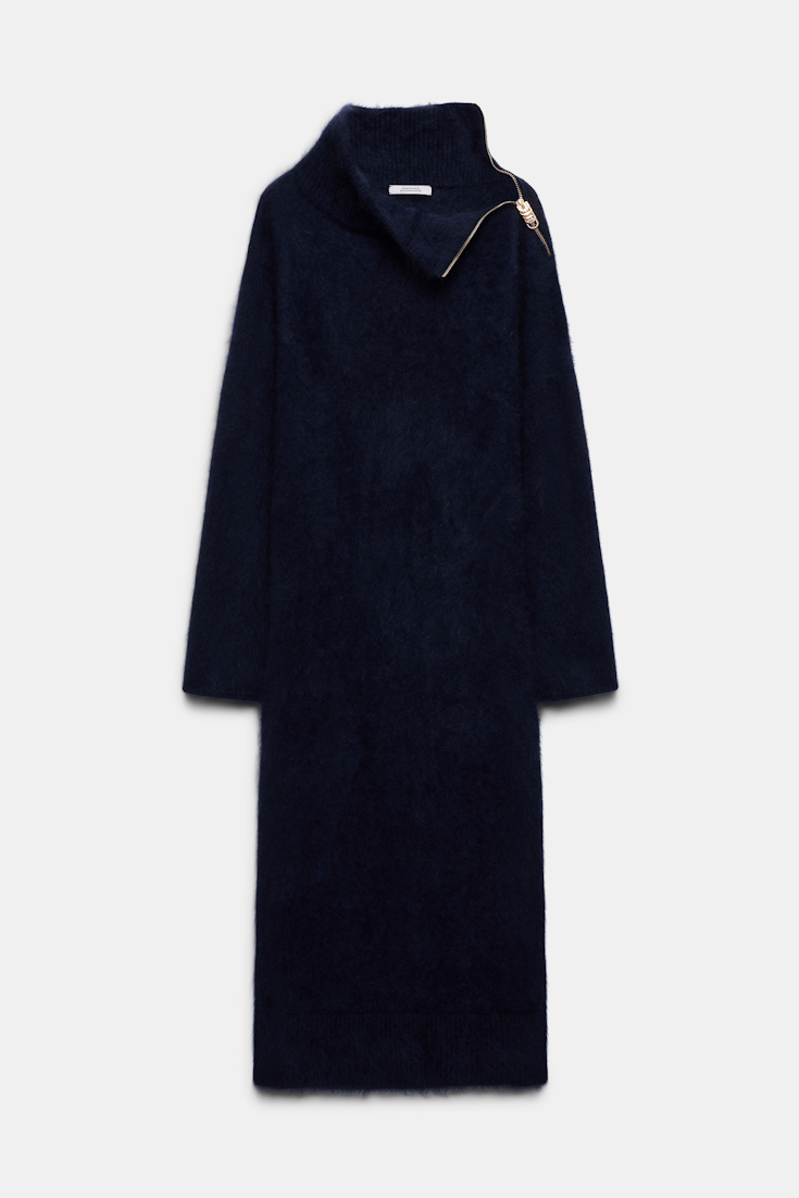 Dorothee Schumacher Fluffy Rollkragenkleid mit Reißverschluss navy