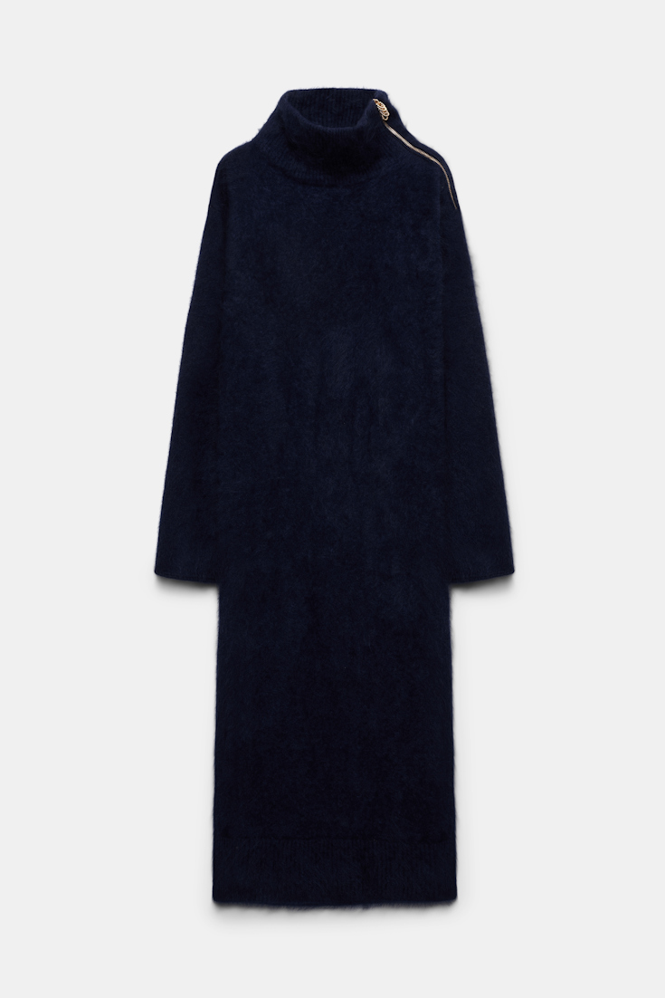 Dorothee Schumacher Fluffy Rollkragenkleid mit Reißverschluss navy