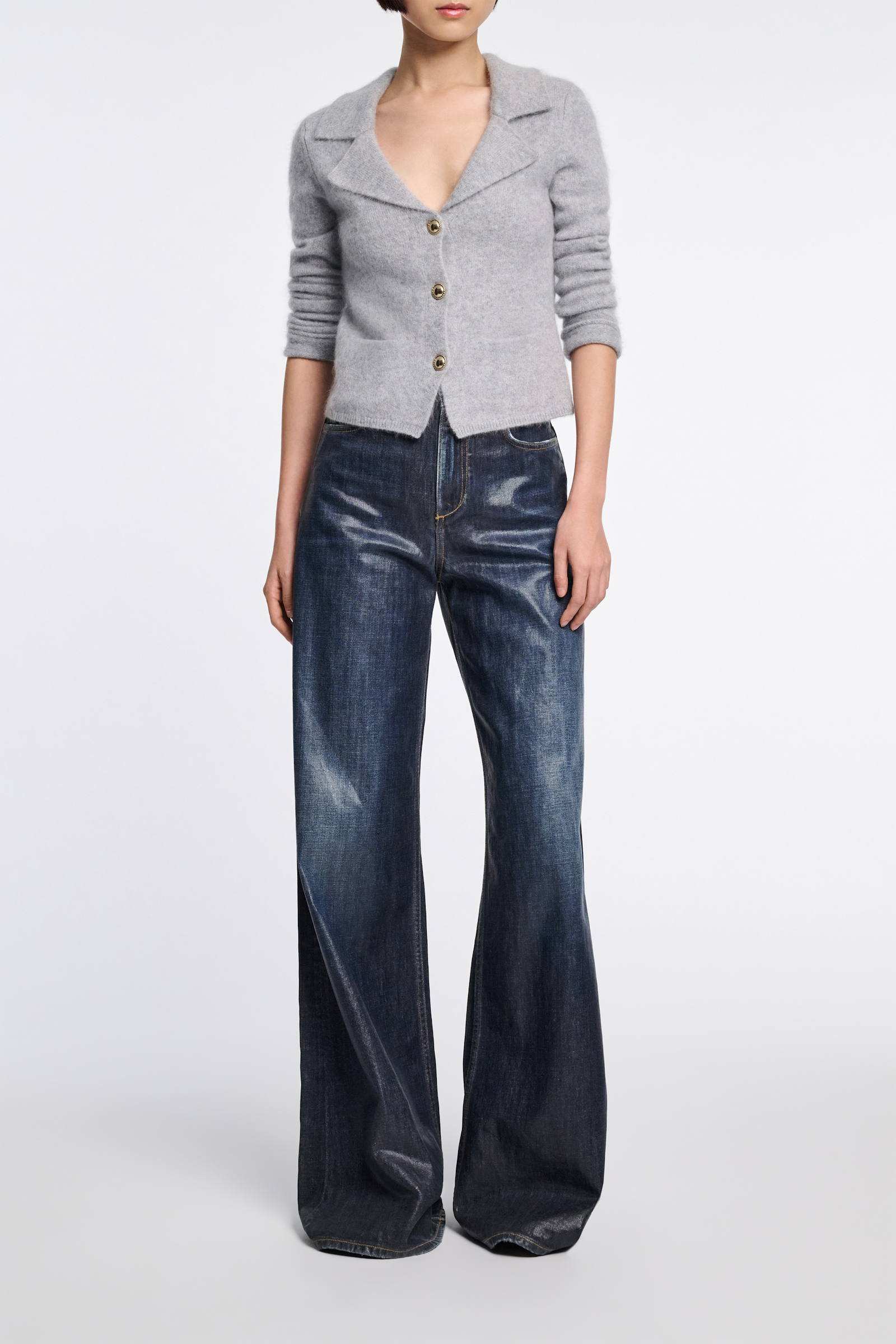 Dorothee Schumacher Fluffy Cardigan im Blazer-Style grey melange