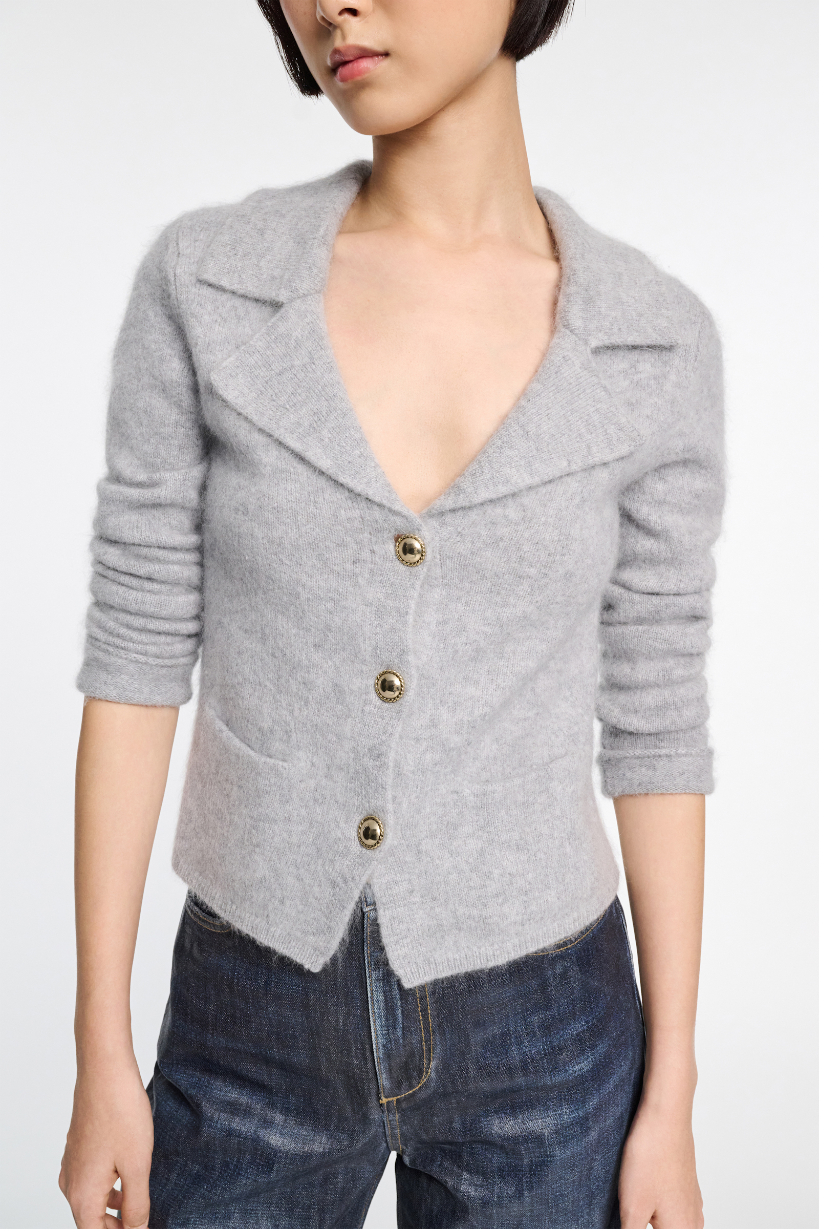 Dorothee Schumacher Fluffy Cardigan im Blazer-Style grey melange