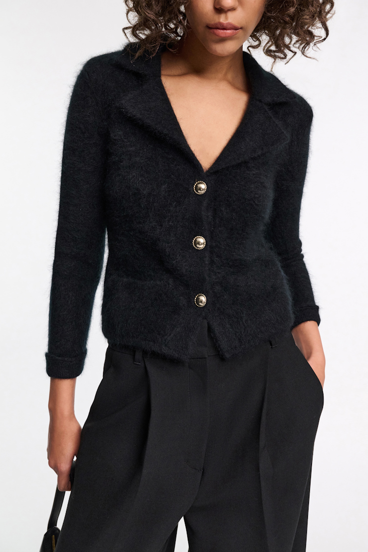 Dorothee Schumacher Fluffy Cardigan im Blazer-Style pure black