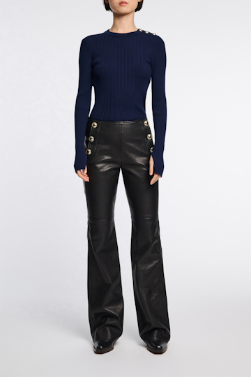 Dorothee Schumacher Wool-silk blend ribbed pullover midnight