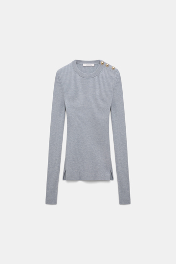 Dorothee Schumacher Wool-silk blend ribbed pullover grey melange