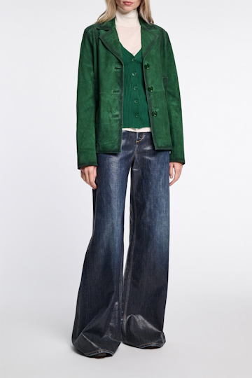 Dorothee Schumacher Wool-silk blend ribbed cardigan gras green