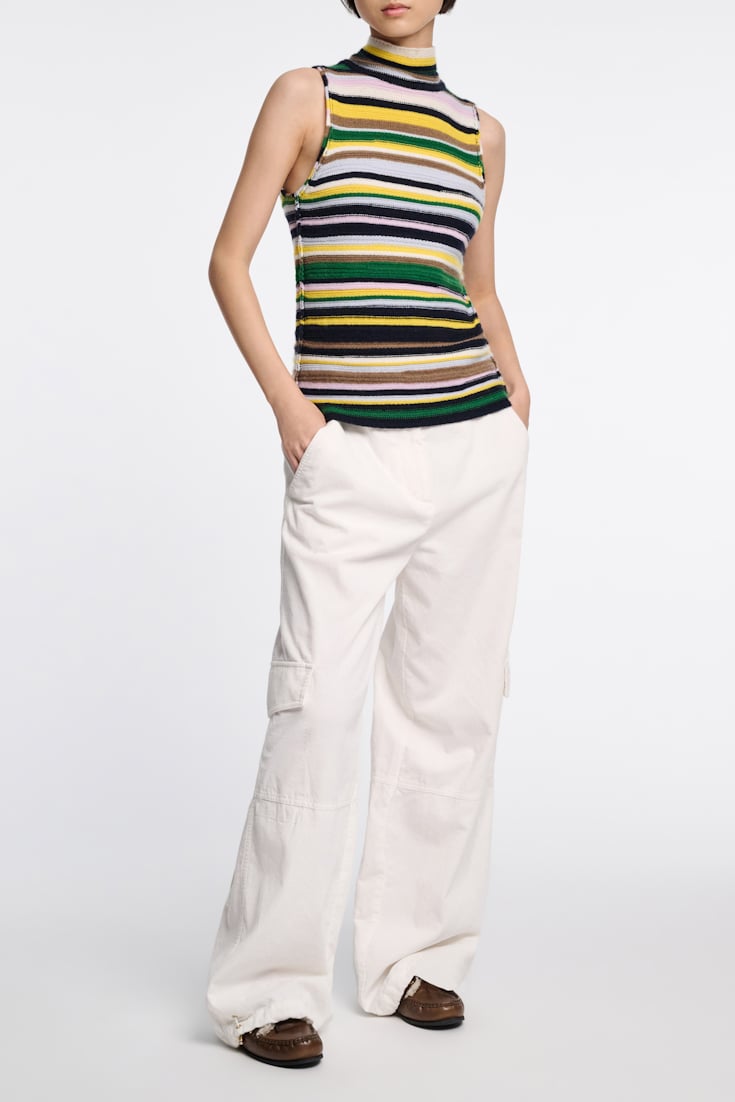 Dorothee Schumacher Striped cashmere turtleneck shell multi stripe