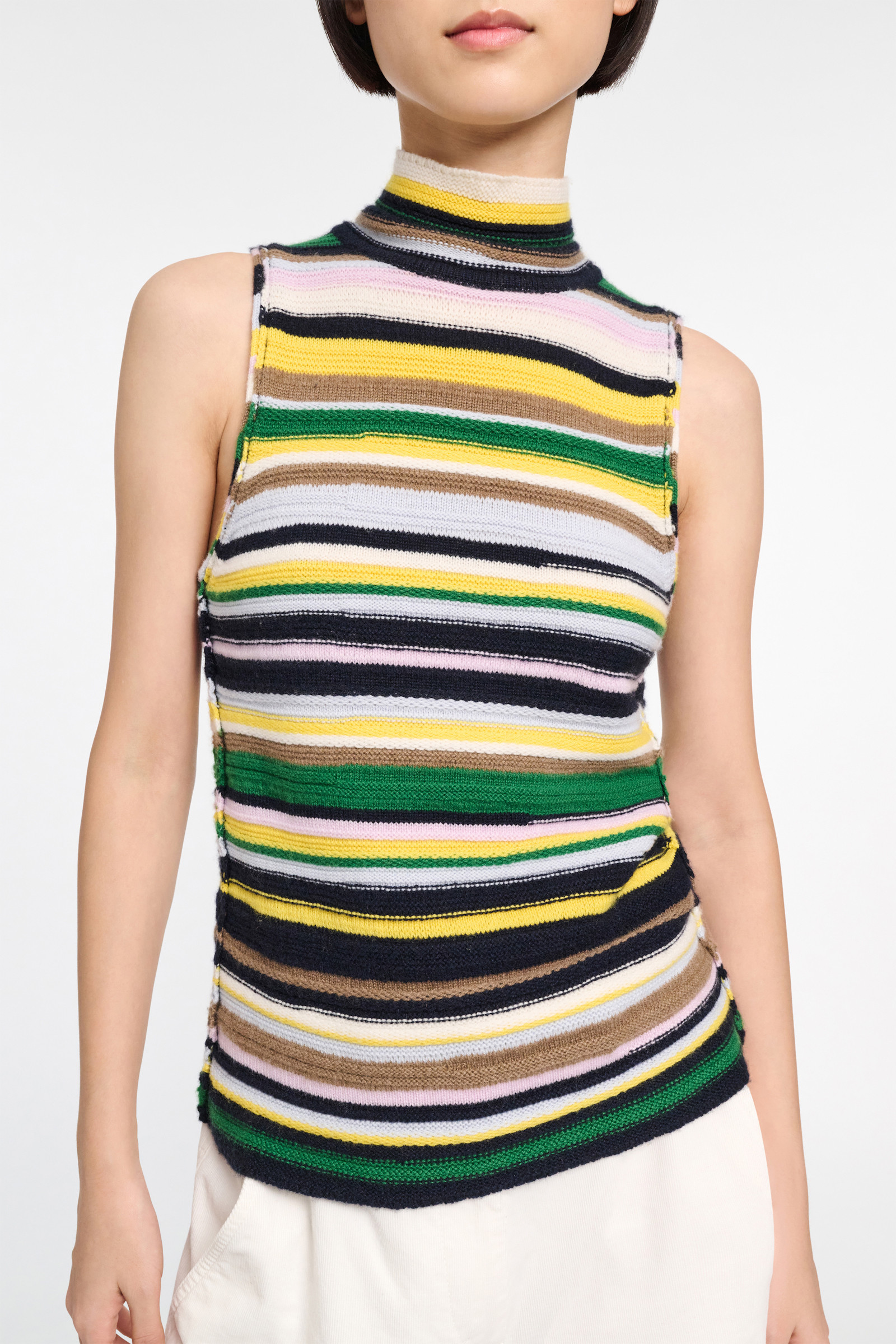 Dorothee Schumacher Striped cashmere turtleneck shell multi stripe