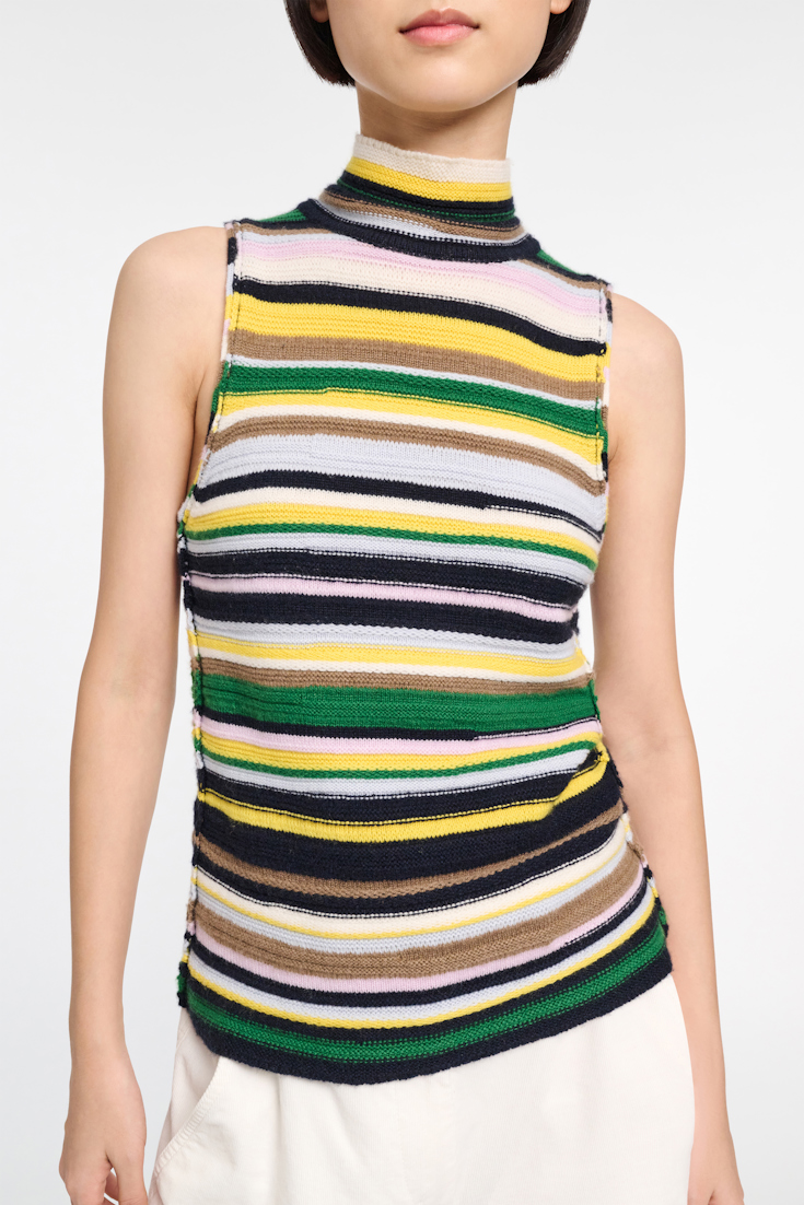Dorothee Schumacher Striped cashmere turtleneck shell multi stripe