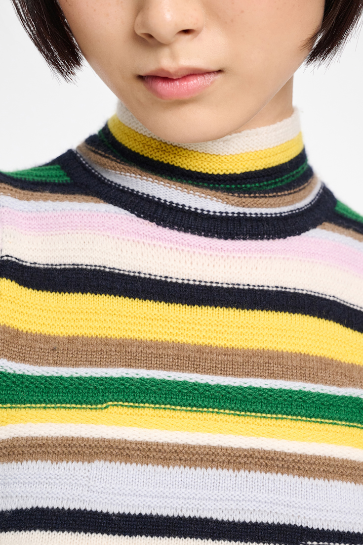 Dorothee Schumacher Striped cashmere turtleneck shell multi stripe