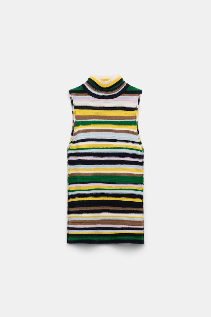 Dorothee Schumacher Striped cashmere turtleneck shell multi stripe