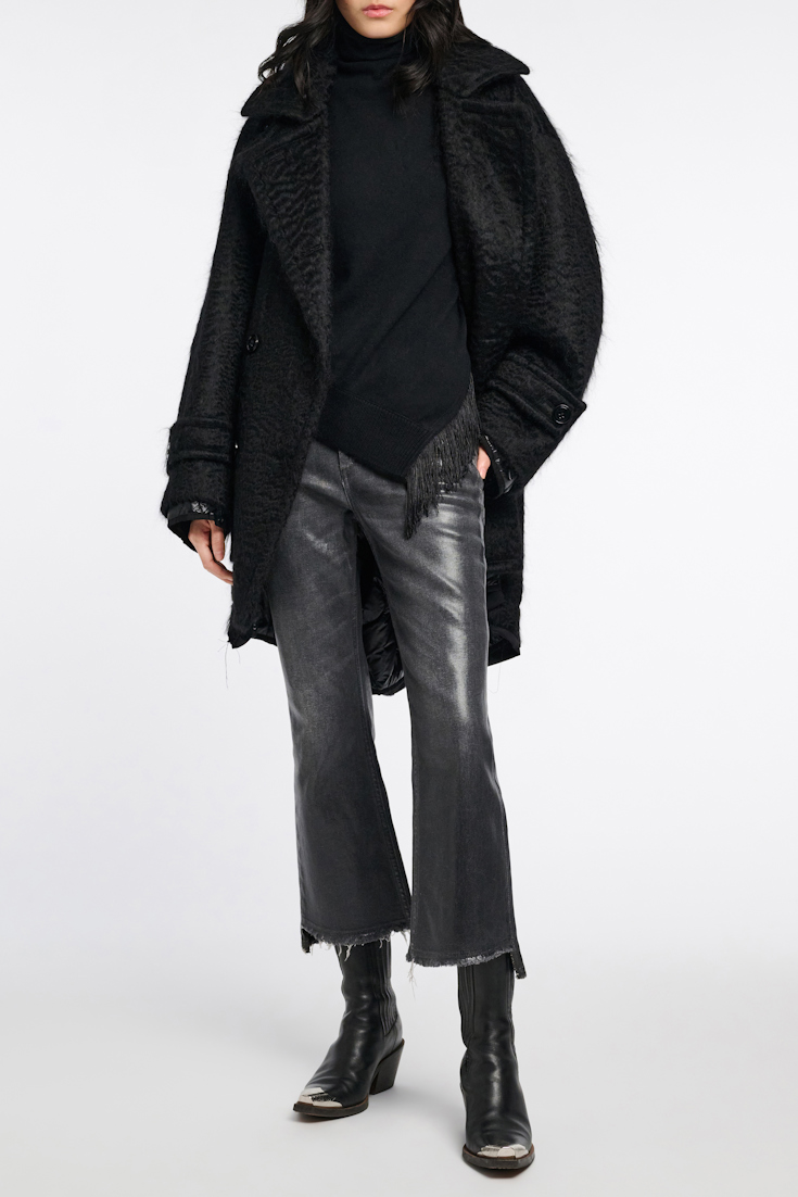 Dorothee Schumacher Rollkragenpullover aus Merino und Kaschmir mit Fransen pure black