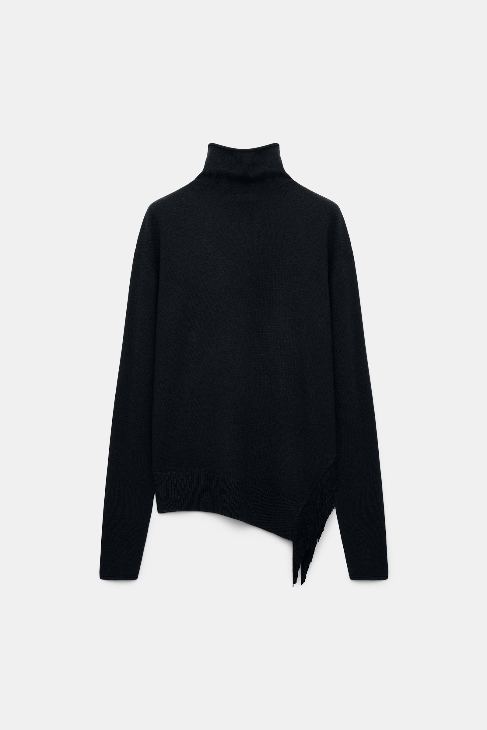 Dorothee Schumacher Rollkragenpullover aus Merino und Kaschmir mit Fransen pure black