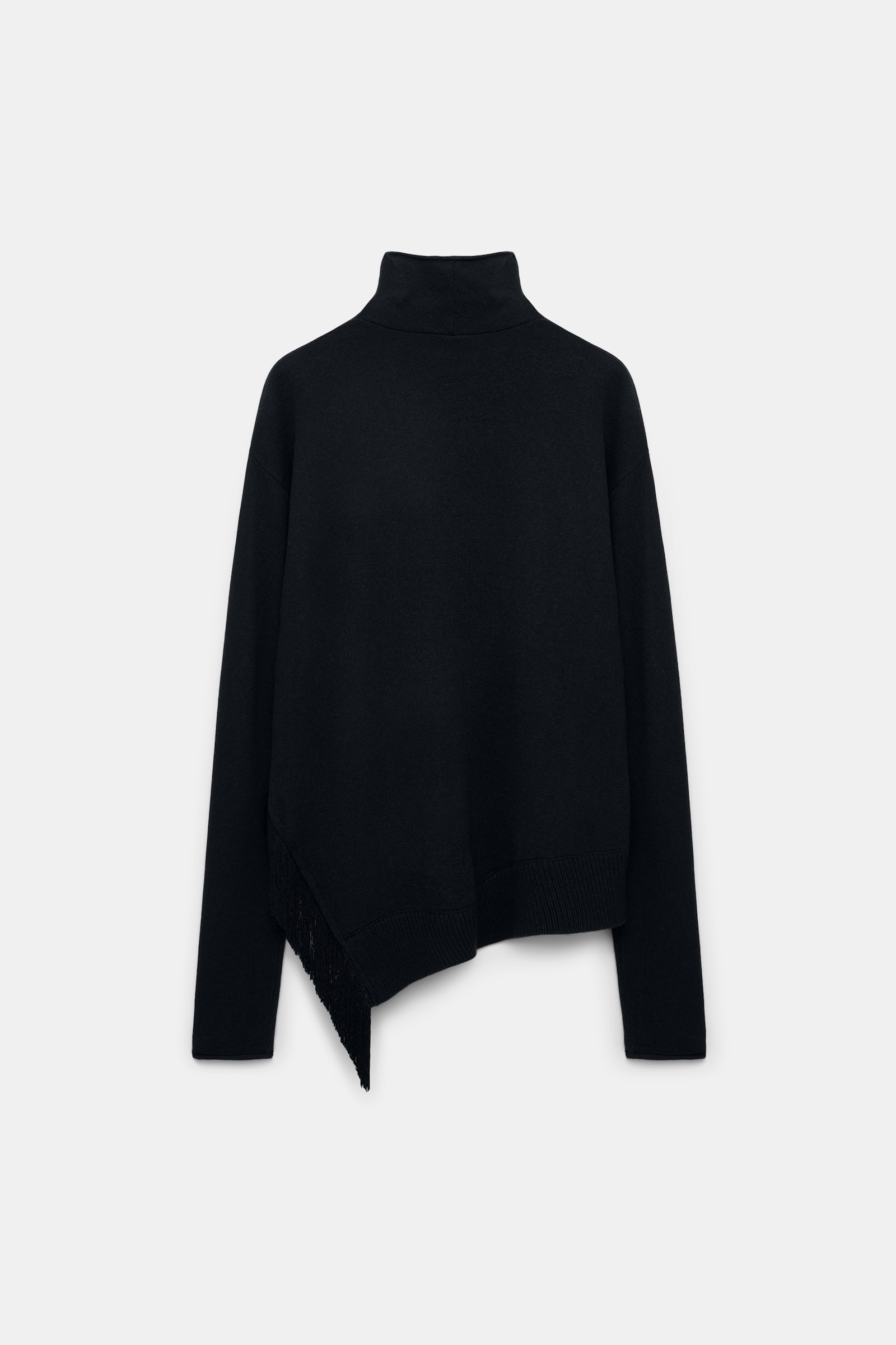 Dorothee Schumacher Rollkragenpullover aus Merino und Kaschmir mit Fransen pure black