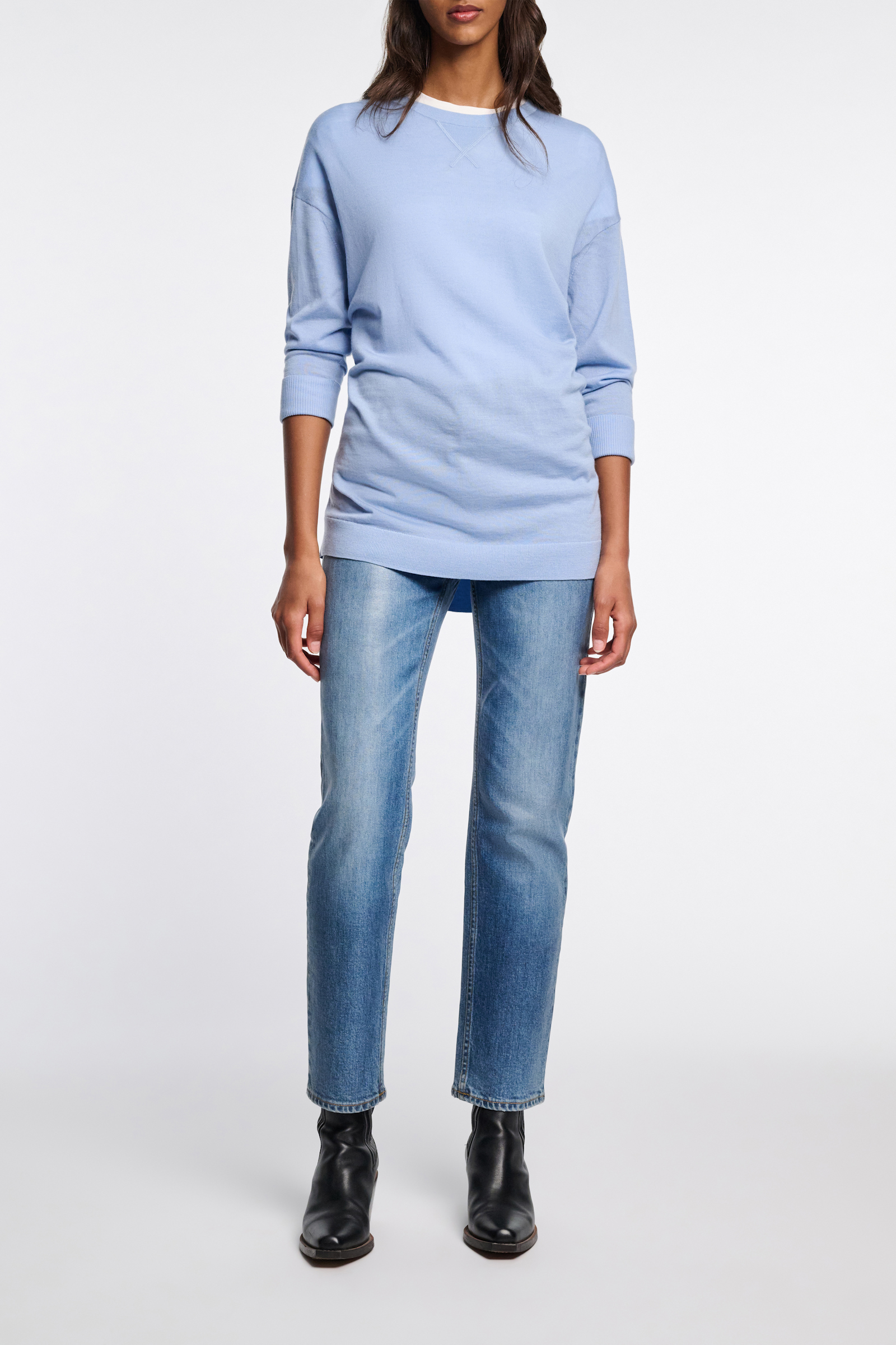Dorothee Schumacher Virgin Merino wool extra long pullover sky blue