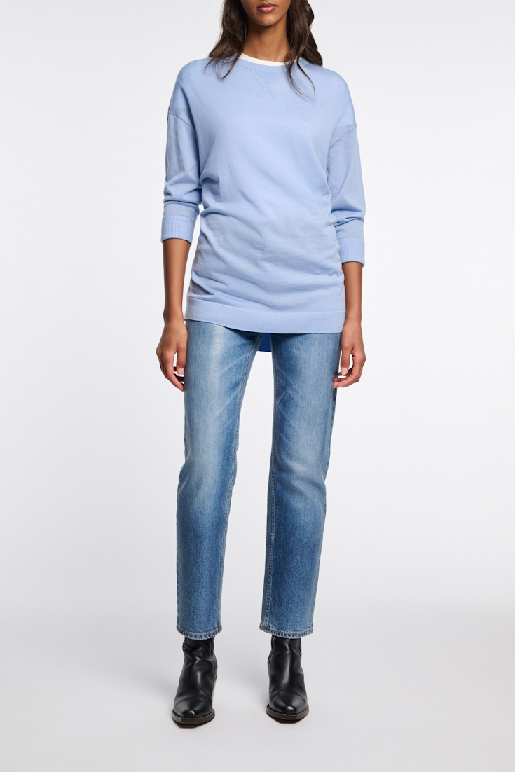 Dorothee Schumacher Virgin Merino wool extra long pullover sky blue