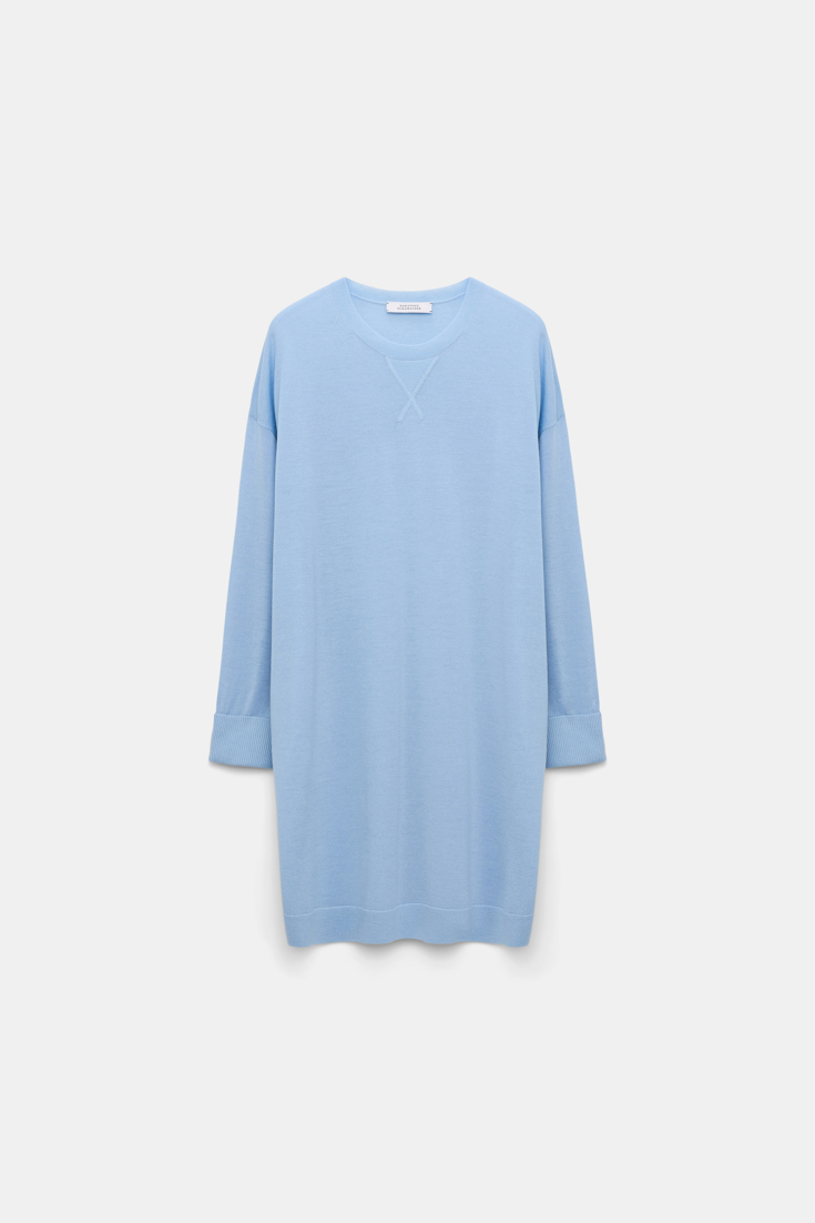 Dorothee Schumacher Virgin Merino wool extra long pullover sky blue