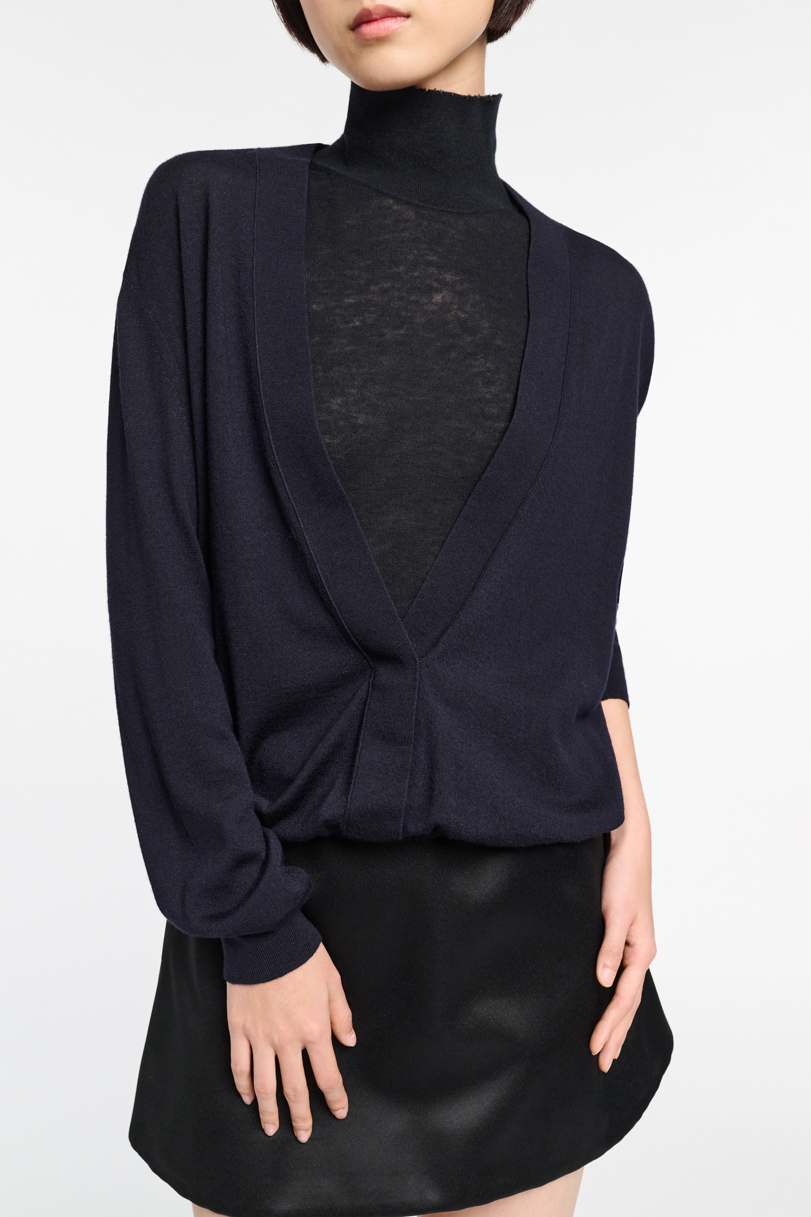 Dorothee Schumacher Pullover aus Merino mit Blouson-Effekt dark navy