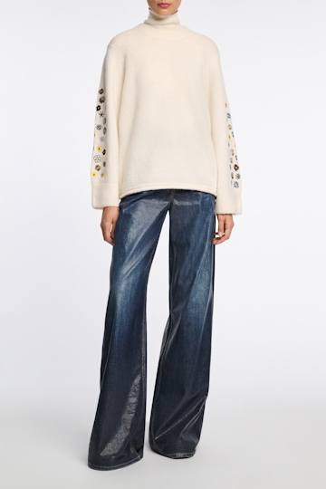 Dorothee Schumacher Alpaca-blend pullover with embroidery camellia white