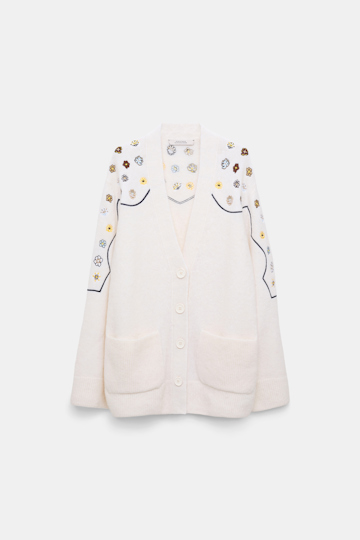 Dorothee Schumacher Cardigan aus Alpaka-Mix mit Embroidery marshmellow white
