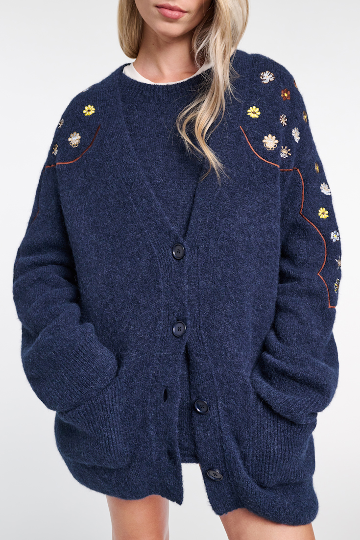 Dorothee Schumacher Alpaca-blend cardigan with embroidery midnight