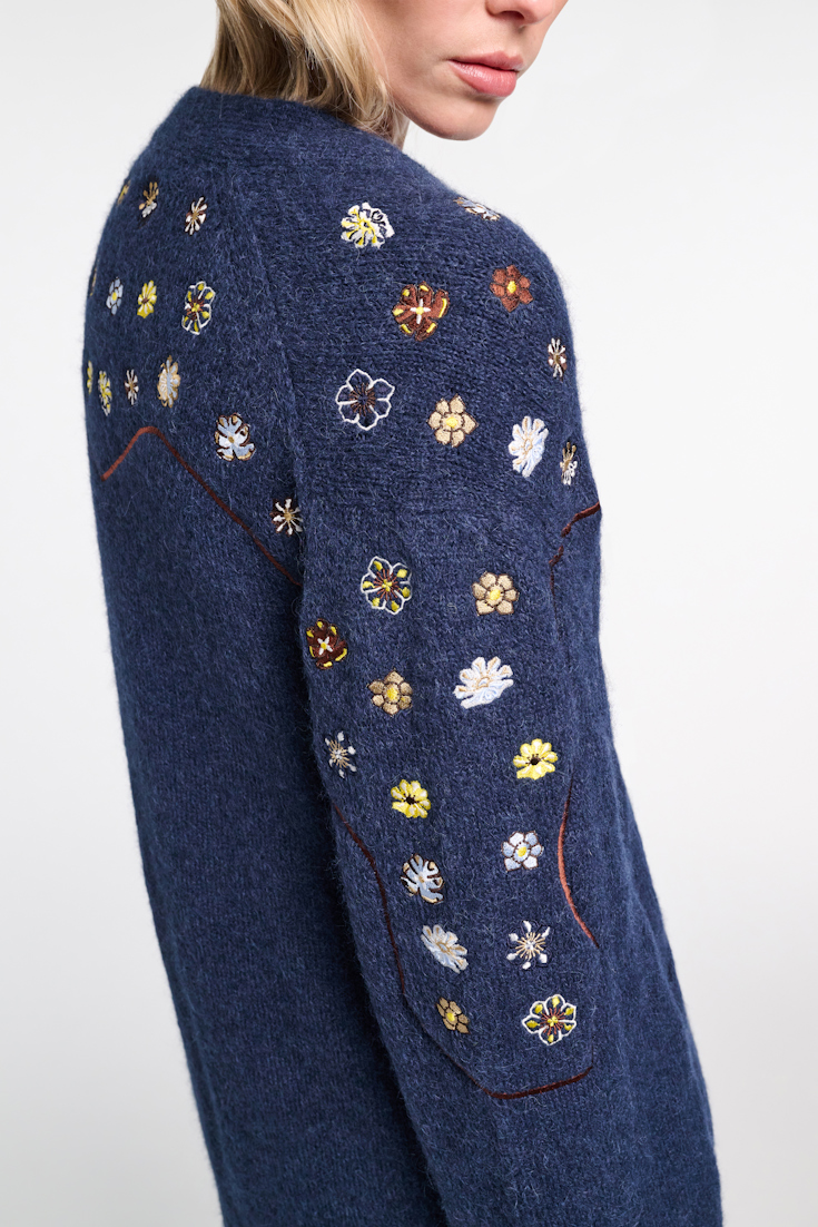 Dorothee Schumacher Alpaca-blend cardigan with embroidery midnight