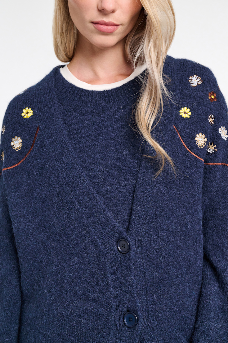 Dorothee Schumacher Alpaca-blend cardigan with embroidery midnight