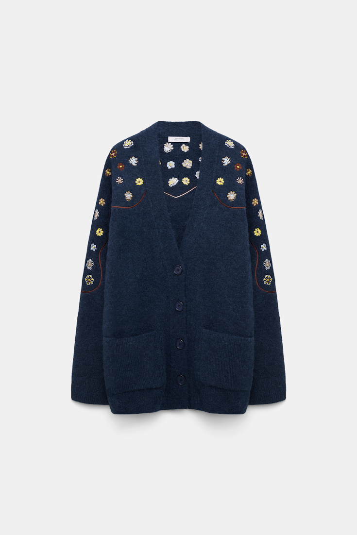 Dorothee Schumacher Alpaca-blend cardigan with embroidery midnight