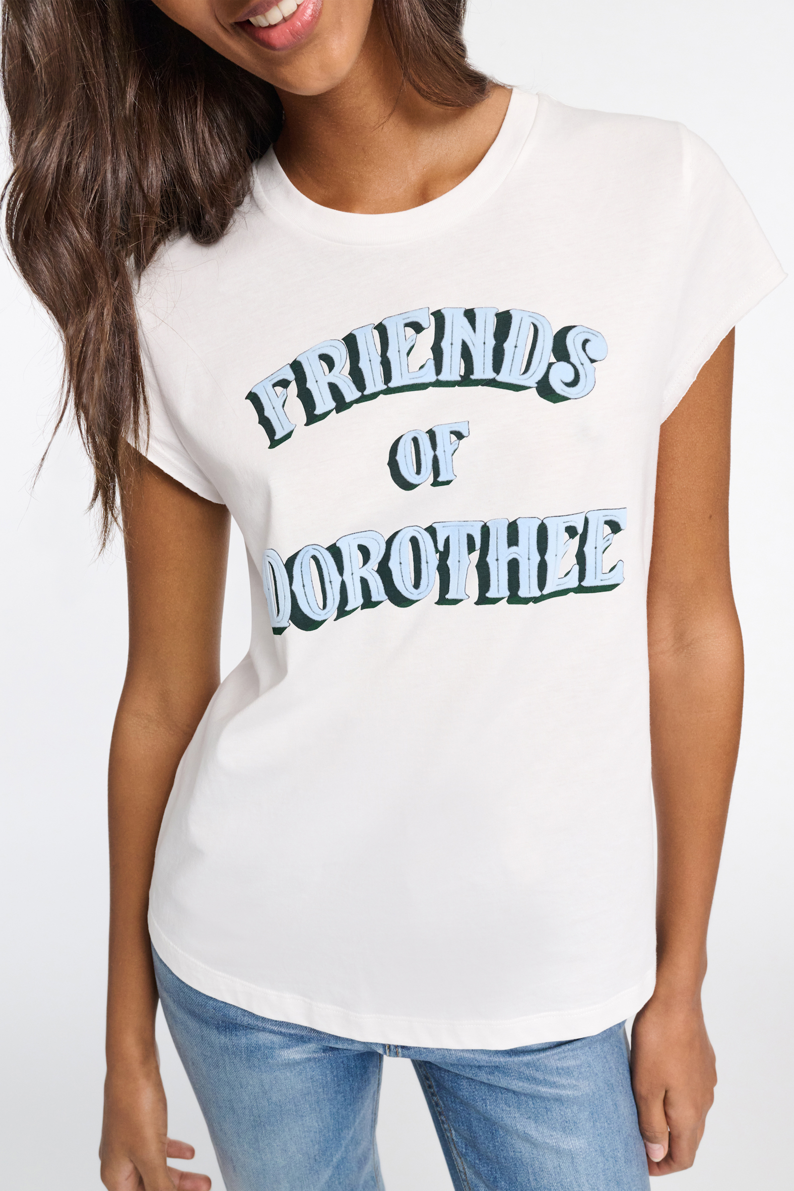 Dorothee Schumacher Friends of Dorothee printed cotton T-shirt light blue friends