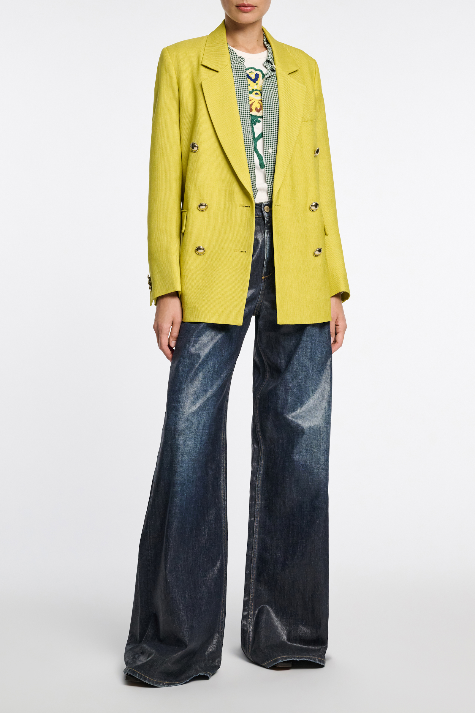 Dorothee Schumacher Fine rib T-shirt with flower embroidery light yellow