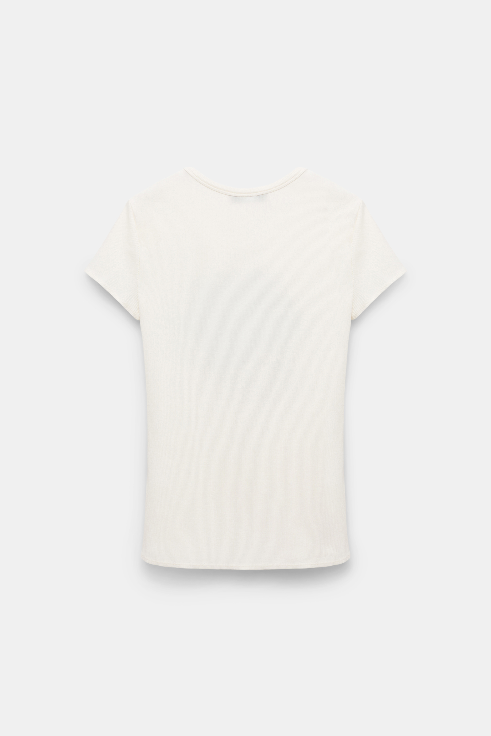 Dorothee Schumacher Fine rib T-shirt with flower embroidery light yellow