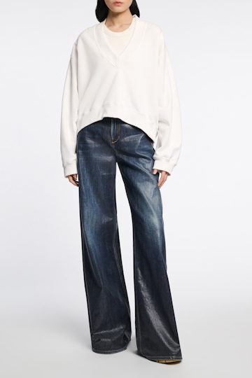 Dorothee Schumacher Oversized Sweatshirt mit Stickerei hinten white blue